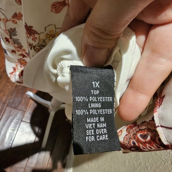 Alyx 1X Floral Peasant Chiffon Top Bohemian Off-Shoulder Flowy Garden Romantic - Picture 4 of 9